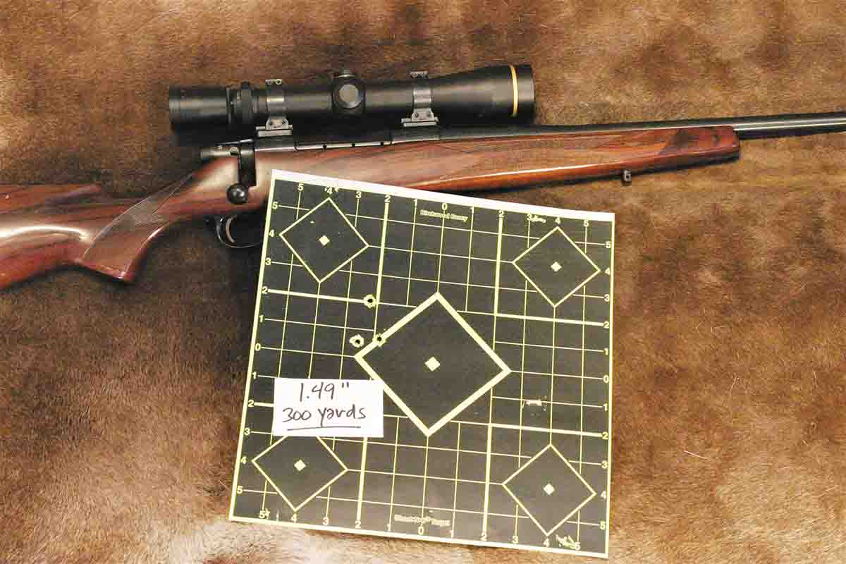 Even with relatively low BC 100-grain bullets like the Barnes TSX, the Ramshot Magnum handload from John’s Weatherby landed about an inch high at 300 yards with the rifle sighted in 2.5 inches high at 100 yards.